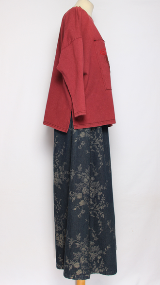 Джемпер ХЛОПОК "Бабочка винтаж" малахит, малина до р.52