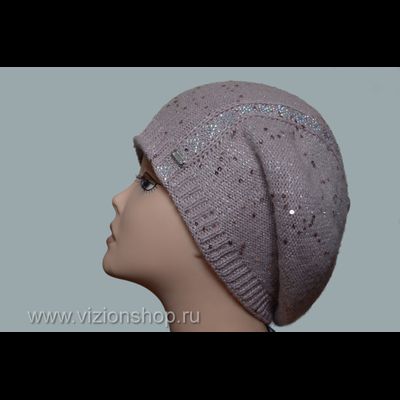 Розовый берет вязаный женский Vizio Визио Италия 6160