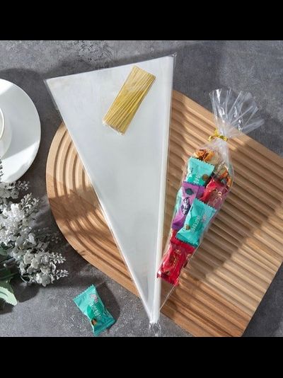 Конусный пакетик с твист лентой 13*25 см (100 шт)