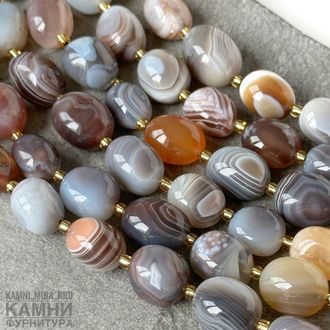 Агат "Ботсвана" премиум оливы 10,5-16х8,4-11,4 мм, цена за нить 19 см