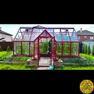 Базовая комплектация теплицы в английском стиле с холлом из стекала и алюминия ЕЛИЗАВЕТА 6000 х 3000 мм