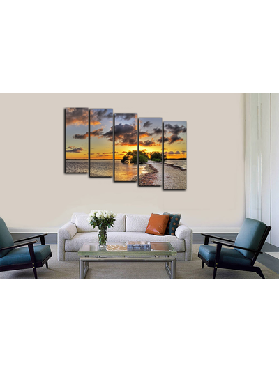 Модульная картина "Закат на озере"