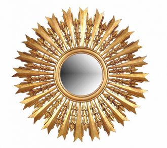 Зеркало круглое золотое с лучами в винтажном стиле арт. CH0025