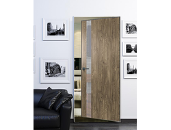 Дверь с открыванием от себя 702 ABS с зеркалом