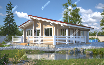 Одноэтажный дом из клееного бруса ПБ-01, 100 м2