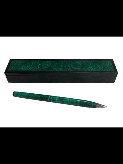 Ручка из камня малахит в футляре