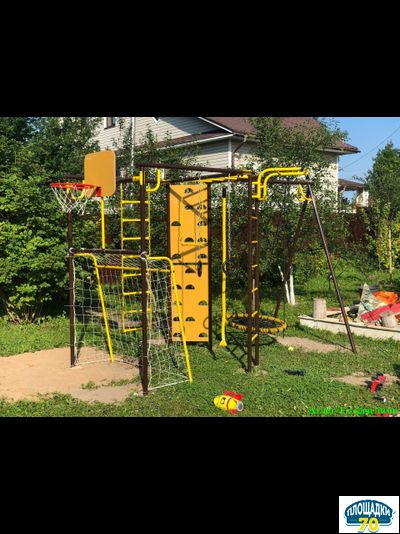 Детский уличный металлический комплекс 7 зеленый-желтый + гнездо 60 см