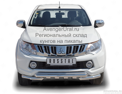 Защита переднего бампера с клыками "Акула" d76+60мм