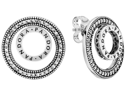 Серебряные двухсторонние серьги PANDORA 297446CZ с кубическим цирконием