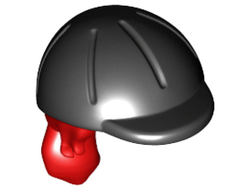 Mini Doll, Hair Combo, Hair with Hat, Long Ponytail, Side Bangs, Hole in Back with Molded Black Horse Riding Helmet Pattern, Red (92254pb01 / 6251222)