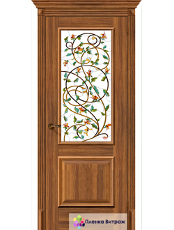 Витражная пленка, витражная пленка самоклеющаяся под заказ,пленочный витраж с цветочным рисунком