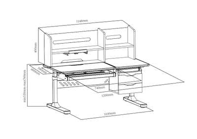 Парта-трансформер для школьника Ortensia II Grey Cabby