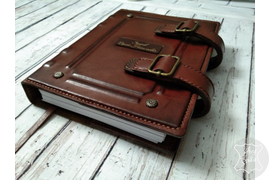 именной кожаный ежедневник в винтажном стиле, ежедневник - органайзер с кольцевым механизмом