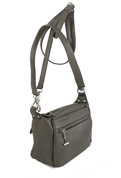 (АРТИКУЛ: 7503/1) СУМКА ЖЕНСКАЯ, НЕБОЛЬШАЯ, НАТУРАЛЬНАЯ КОЖА, СЕРАЯ, С ДЕКОРАТИВНЫМ НАРУЖНЫМ КАРМАНОМ, С ПЛЕЧЕВЫМ РЕМНЕМ