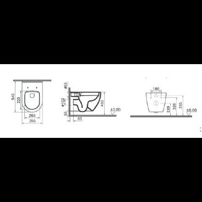 Комплект: подвесной безободковый унитаз Vitra Mia Round, с сиденьем с микролифтом, инсталляцией и кнопкой Root Round, хром глянцевый 9873B003-7201