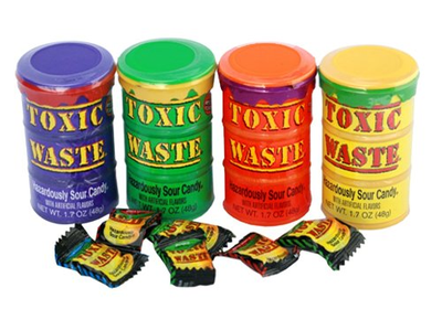 Самые кислые конфеты в мире Toxic Waste Green