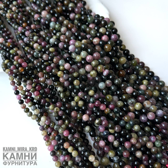Турмалин микс тёмный шары 5,6-5,8/6,5-6,8/8-8,5/8,8-9,3 мм, цена за нить 19 см