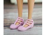 Светло-розовые туфельки с ремешками для плоской стопы. (1782)