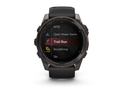 Умные часы Garmin Fenix 8 - 43 мм, AMOLED Sapphire, титановый угольно-черный DLC, пепельно-серый ремешок (010-02903-21)