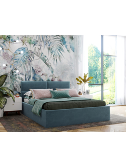 Кровать двуспальная, MyCloud Милари с подъемным механизмом, бельевым ящиком, мягкое изголовье, стежка квадратами