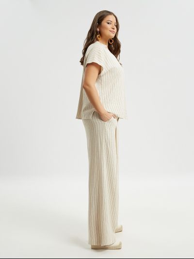 Брюки молочного цвета в полоску