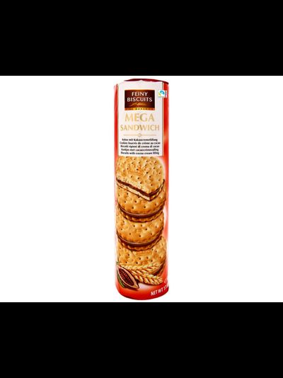 ПЕЧЕНЬЕ МЕГА СЭНДВИЧ С КАКАО-КРЕМОВОЙ НАЧИНКОЙ 500Г ТМ FEINY BISCUITS