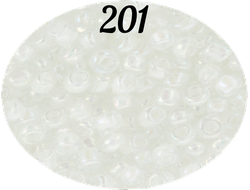Бисер Zlatka 8/0 10гр цвет № 0201 прозрачный радужный с белым отверстием