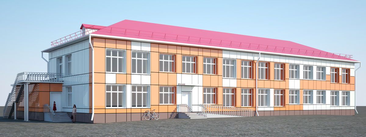 Обновление фасадов детского сада на улице Рижской в Тюмени