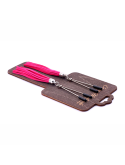 CH-8403 Зажимы на соски «вилки» с кисточками из замши (Фуксия)