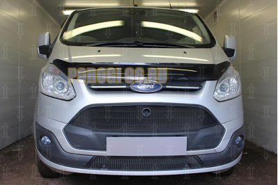 Защита радиатора Ford Tourneo Custom 2012- black верх