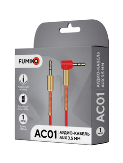 Аудиокабель AUX FUMIKO AC01 Jack 3.5 мм красный 1 м