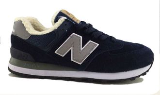 New Balance 574 синие, замша/мех (36-46) Арт: N021F