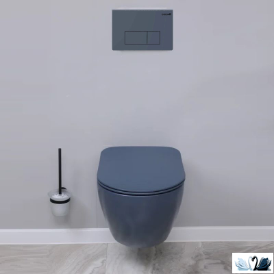 Чаша унитаза Creavit Free Basalt FE322-11BM00E-0000 подвесная безободковая, сине - серая, Steel Blue