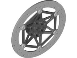 Technic, Steering Brake Disk 8 x 8 with Black Center Pattern, Light Bluish Gray (71711pb01 / 6331551)