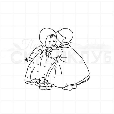 Штамп две девчушки шепчут секрет на ушко