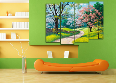 Модульная картина "Светлая тропинка. Сакура"