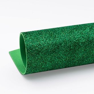 Глиттерный фоамиран, зеленый, 20*30 см, толщина 2 мм