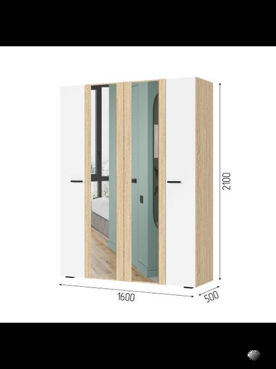 Санса ШК-04 Шкаф 4-х створчатый Сонома/Белый