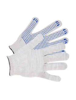 Перчатки ХБ ПВХ точка 10/6 (Цвета: белый/ черный/ графит)