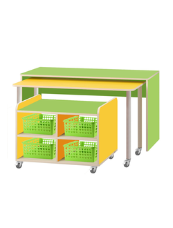 КОМПЛЕКТ.СТОЛЫ ДЕТСКИЕ НА ПОВОРОТНЫХ КОЛЁСНЫХ ОПОРАХ 608