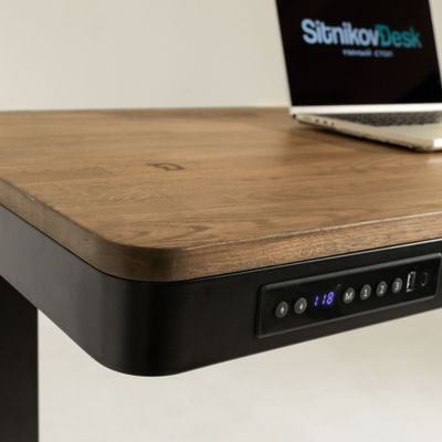 Умный стол 120×60 чёрный | массив дуба венге