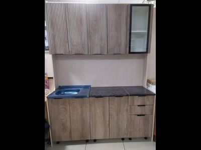 Кухня Рокси 1,6м со стеклом белый, лиственница сибирская/луна