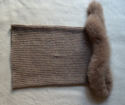 Визио Италия шарф женский труба с меховой оторочкой фото