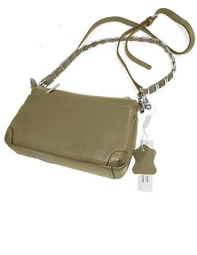 (АРТИКУЛ: 9106/1/22) СУМКА ЖЕНСКАЯ МАЛЕНЬКАЯ, КОЖАНАЯ, С ТРЕМЯ НАРУЖНЫМИ КАРМАНАМИ, ОЛИВКОВАЯ, ДВА РЕМНЯ ЧЕРЕЗ ПЛЕЧО