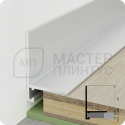 Микроплинтус Русский профиль 16х20мм. 2,4м. анод. Серебро матовое