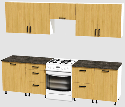 Кухня Эконом 2,1 метра (600х450х600х450) Цвет: Дуб Сонома/Дуб Сонома