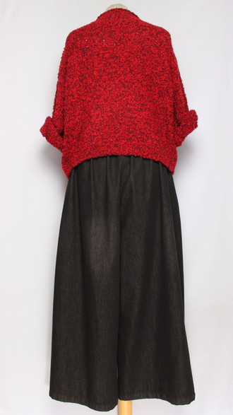 ЮБКА-БРЮКИ джинсовая "ЦВЕТНЫЕ ВСТАВКИ" черная р.46-54