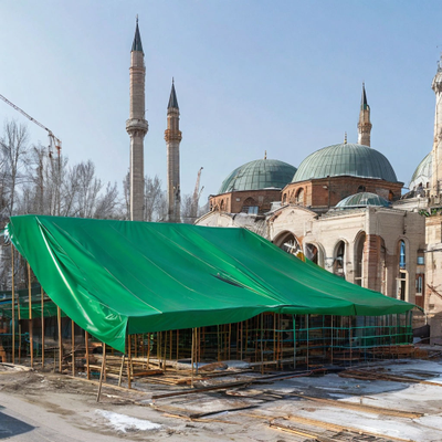 Тент Тарпаулин 4 x 6 м, 120 г/м2, шаг люверсов 0,5 м строительный защитный укрывной купить в Москве