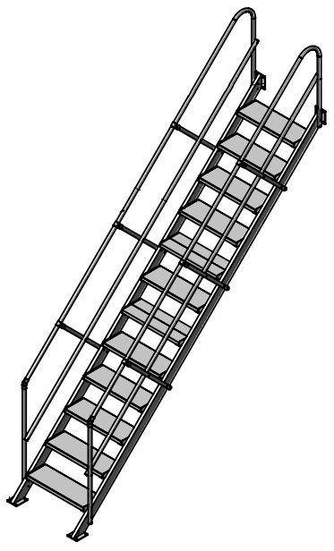 Лестница ЛПИ угол 45 гр, поручни 600 мм
