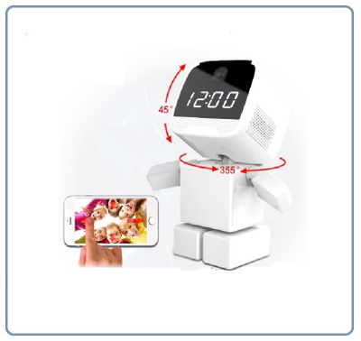 DE-WMrobot-clock Видеоняня WiFi-LAN видеокамера моторизированная с DVR, HD 960 p (cam360)